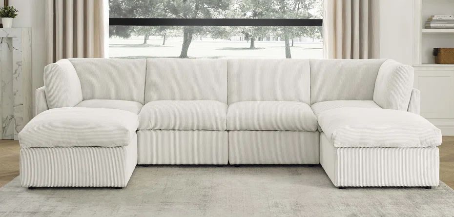 Annai 129" Wide Reversible Modular Corner Sectional with Ottoman | Wayfair North America