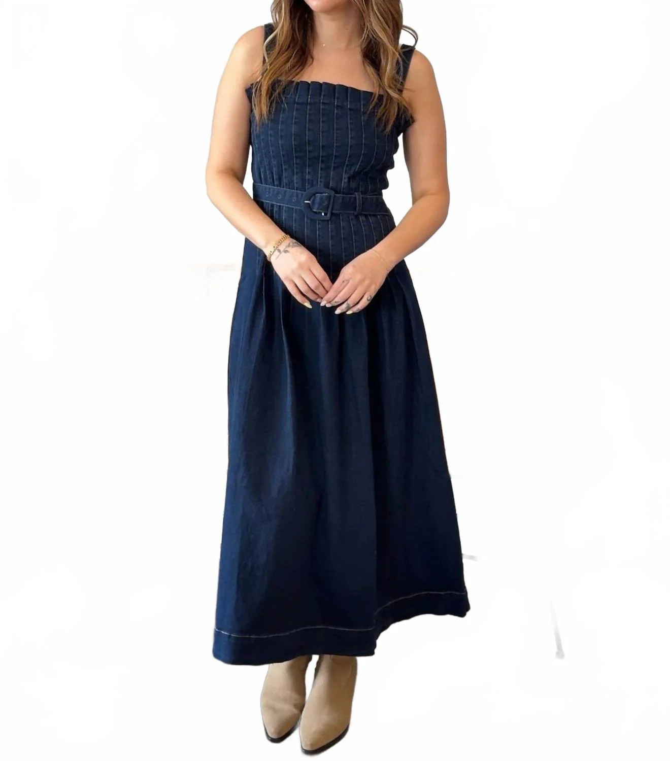 Ensley Denim Midi Dress In Indigo | Shop Simon