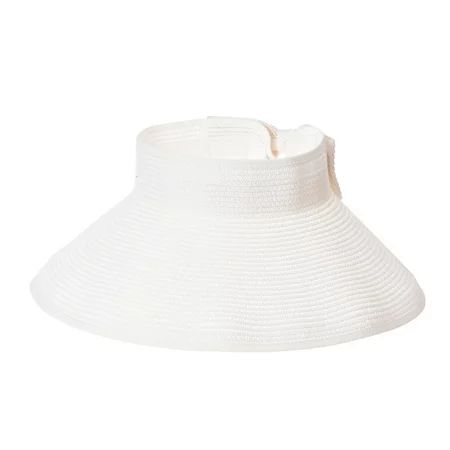 WITHMOONS Womens Sun Visor Packable Wide Brim Roll-Up Beach Straw Hat SLV1020 (White) | Walmart (US)