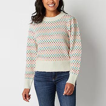 new!St. John's Bay Womens Crew Neck Long Sleeve Dots Pullover Sweater | JCPenney
