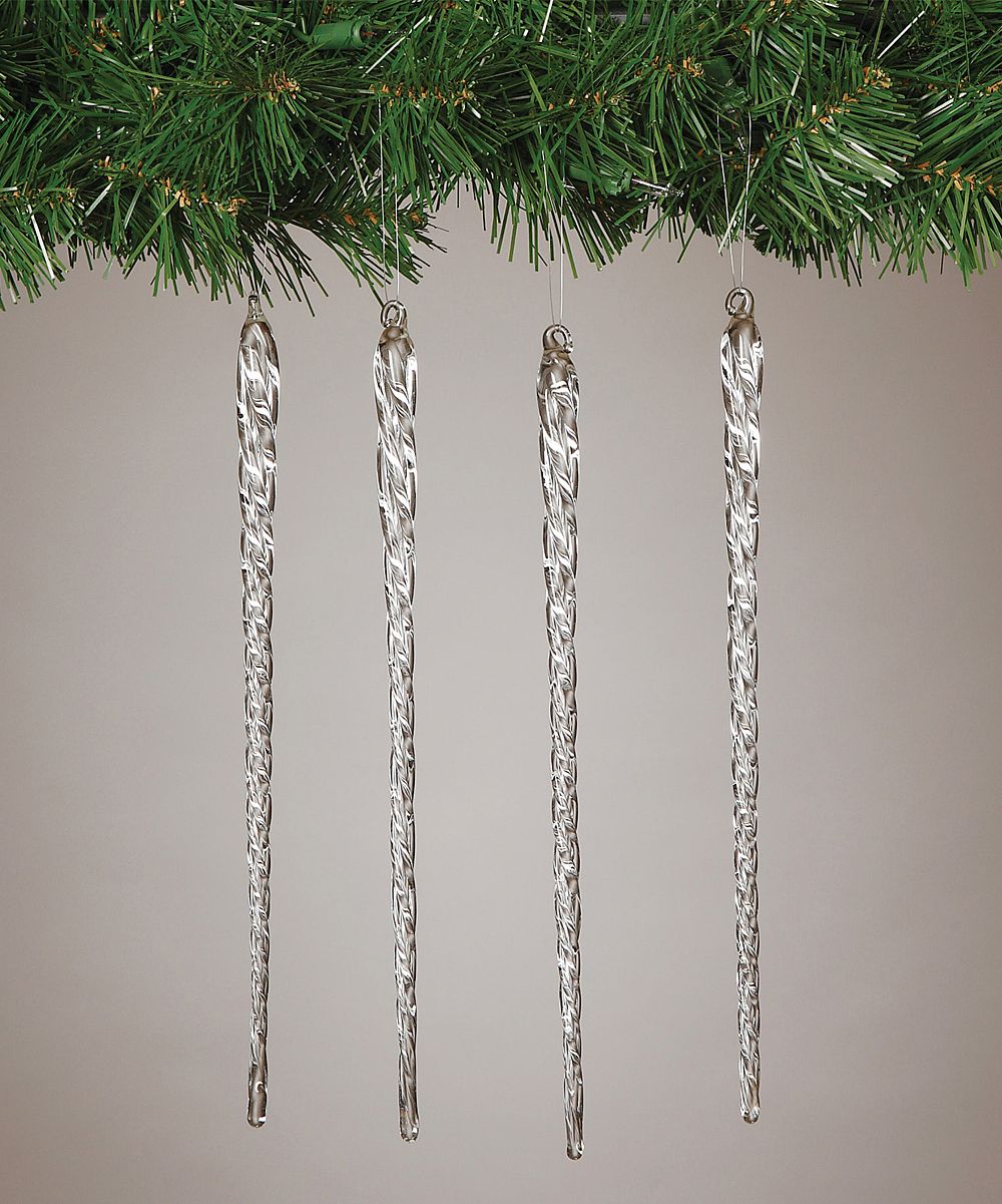 The Gerson Company Ornaments - Spun Glass Clear Icicle Ornament - Set of Four | Zulily