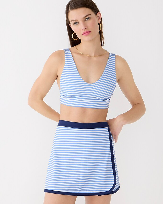 CloudStretch V-neck sports bra in reversible stripe | J. Crew US