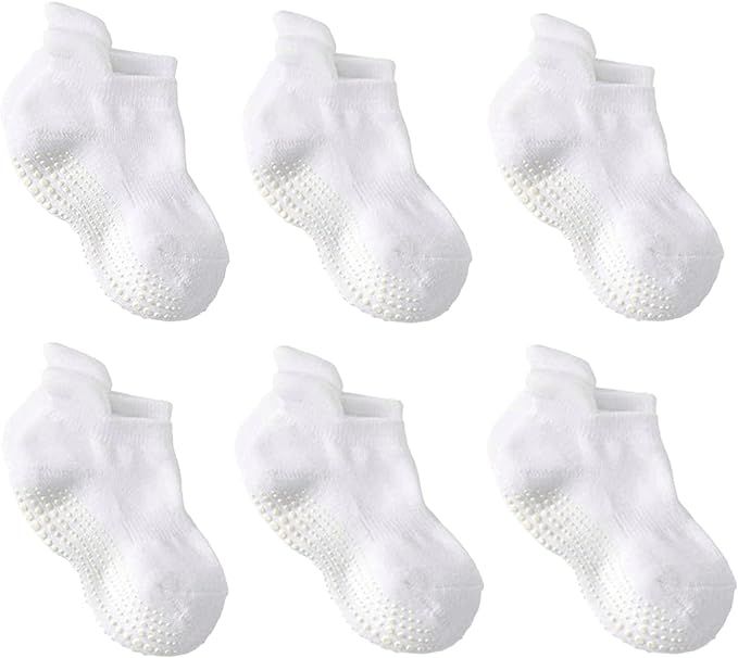 LA ACTIVE Non Slip Grip Ankle Boys and Girls Socks for Babies Toddlers and Kids | Amazon (US)
