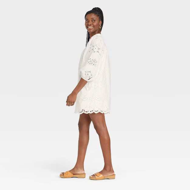 Women's 3/4 Sleeve Eyelet Short Dress - Universal Thread™ | Target
