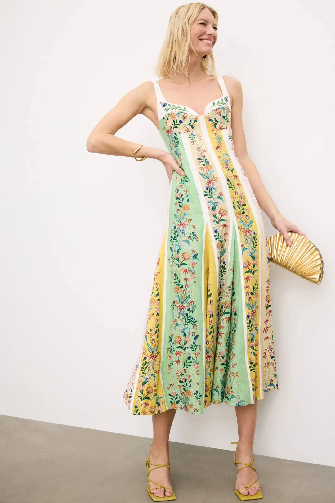 Delicate Floral Stripes Midi DressHeartAdd to Hearts | Rent the Runway