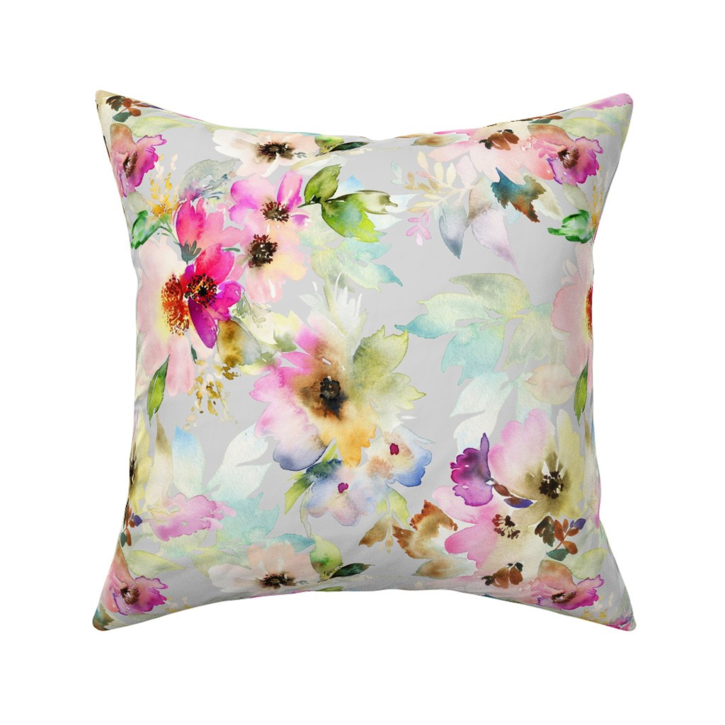 Throw Pillow in Rush The Rose - Pink Floral | Spoonflower