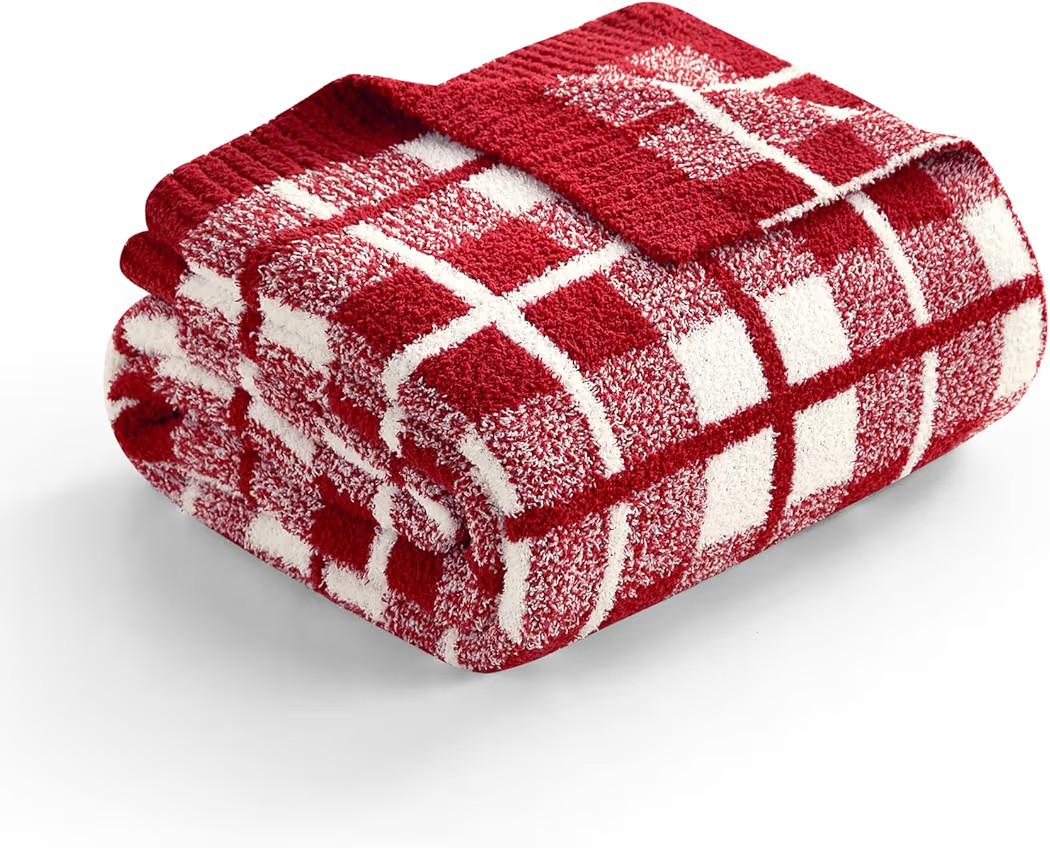 Snuggle Sac Red Checkered Throw Blanket for Couch, Super Soft Cozy Warm Christmas Red Blankets, R... | Amazon (US)