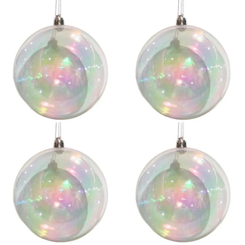 David Christopher Clear Iridescent Plastic Ball Ornaments 4", Set of 4 | Etsy (Global)