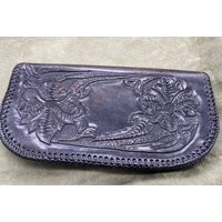 Vintage Black Hand Tooled Leather Clutch | Etsy (US)