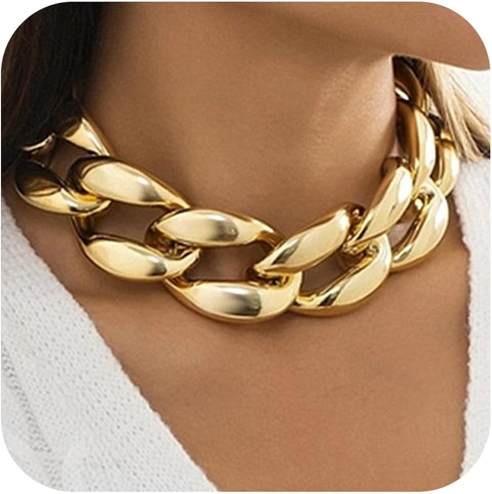 Harry and Henry Chunky Gold Toggle Necklace Trendy Silver Cuban Link Chain Choker Toggle Bar Clas... | Amazon (US)