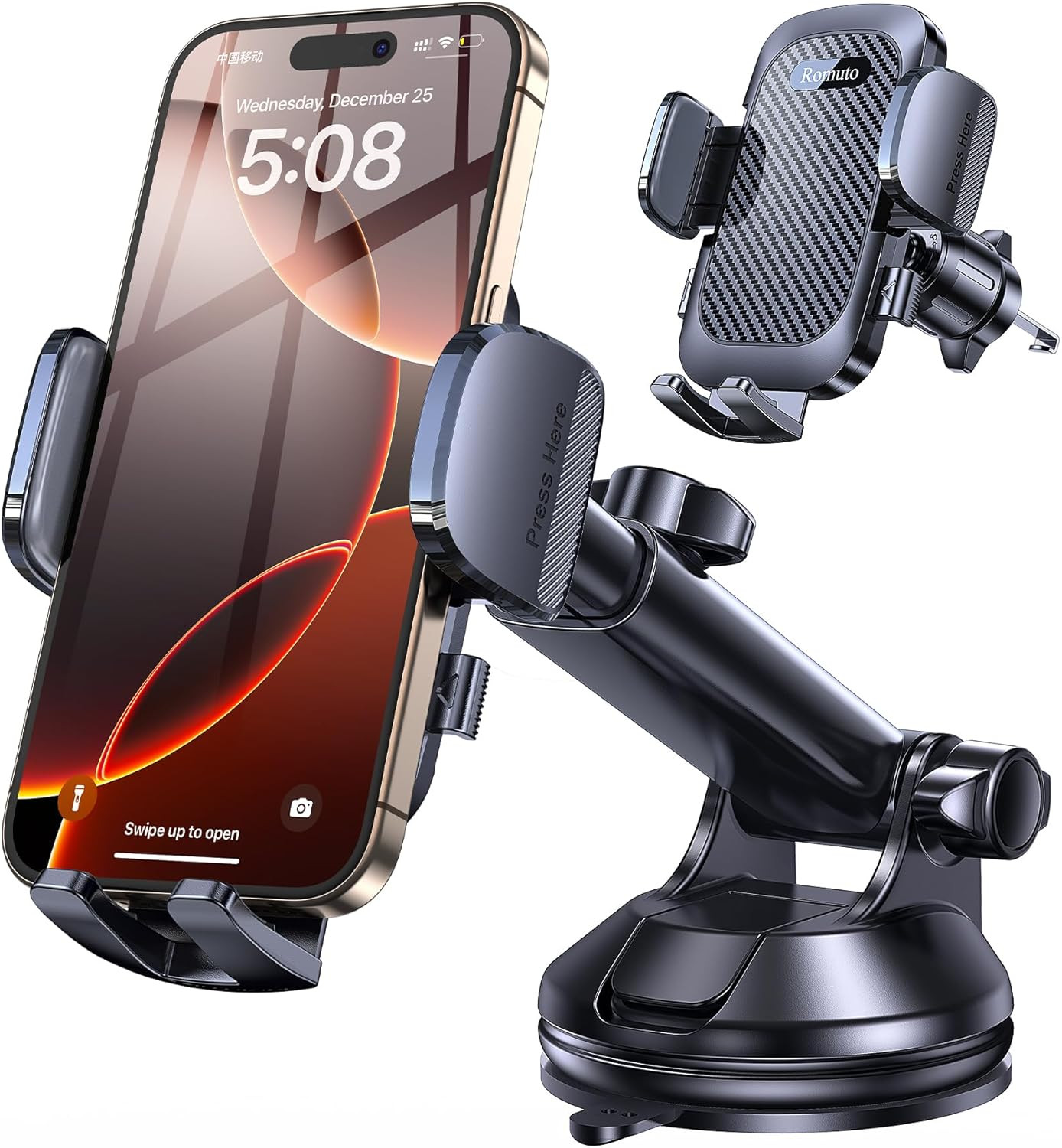 Romuto Phone Holders for Your Car Phone Holder Mount【Super Suction】Cell Phone Mount for Car A... | Amazon (US)