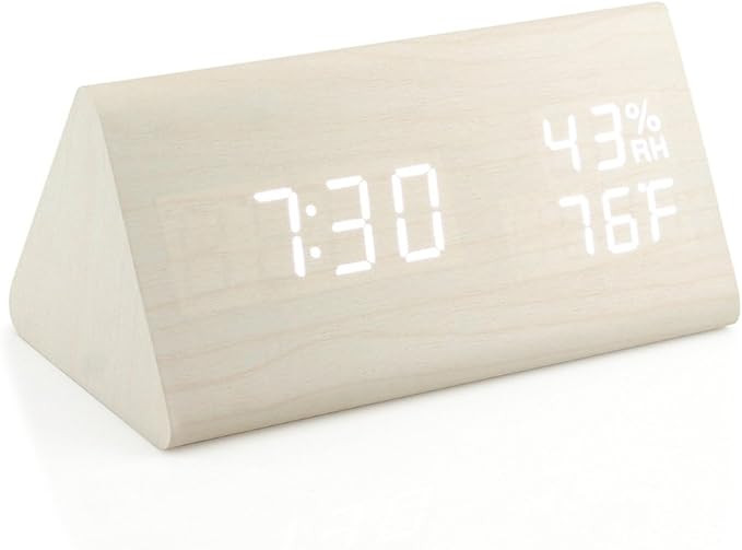 OCT17 Wooden Alarm Clock, Wood Alarm Clock Smart LED Digital Clock for Bedroom/desks, Upgraded wi... | Amazon (US)