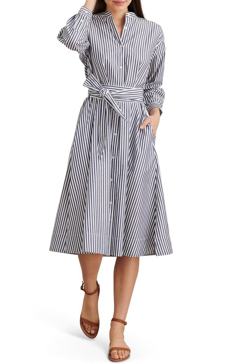 Kelsey Stripe Paper Poplin Long Sleeve Shirtdress | Nordstrom