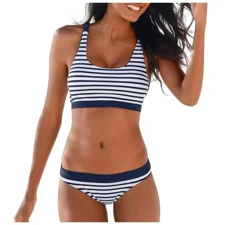 QWERTYU Tummy Control Tank Top Sexy Bathing Suit for Women Low Rise Striped Tankini Sets Swimsuit Na | Walmart (US)