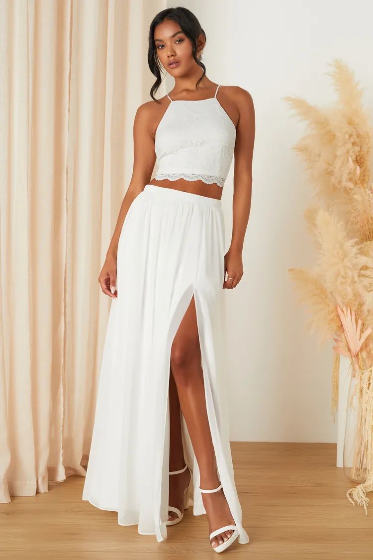 Midnight Memories White Lace Two-Piece Maxi Dress | Lulus (US)