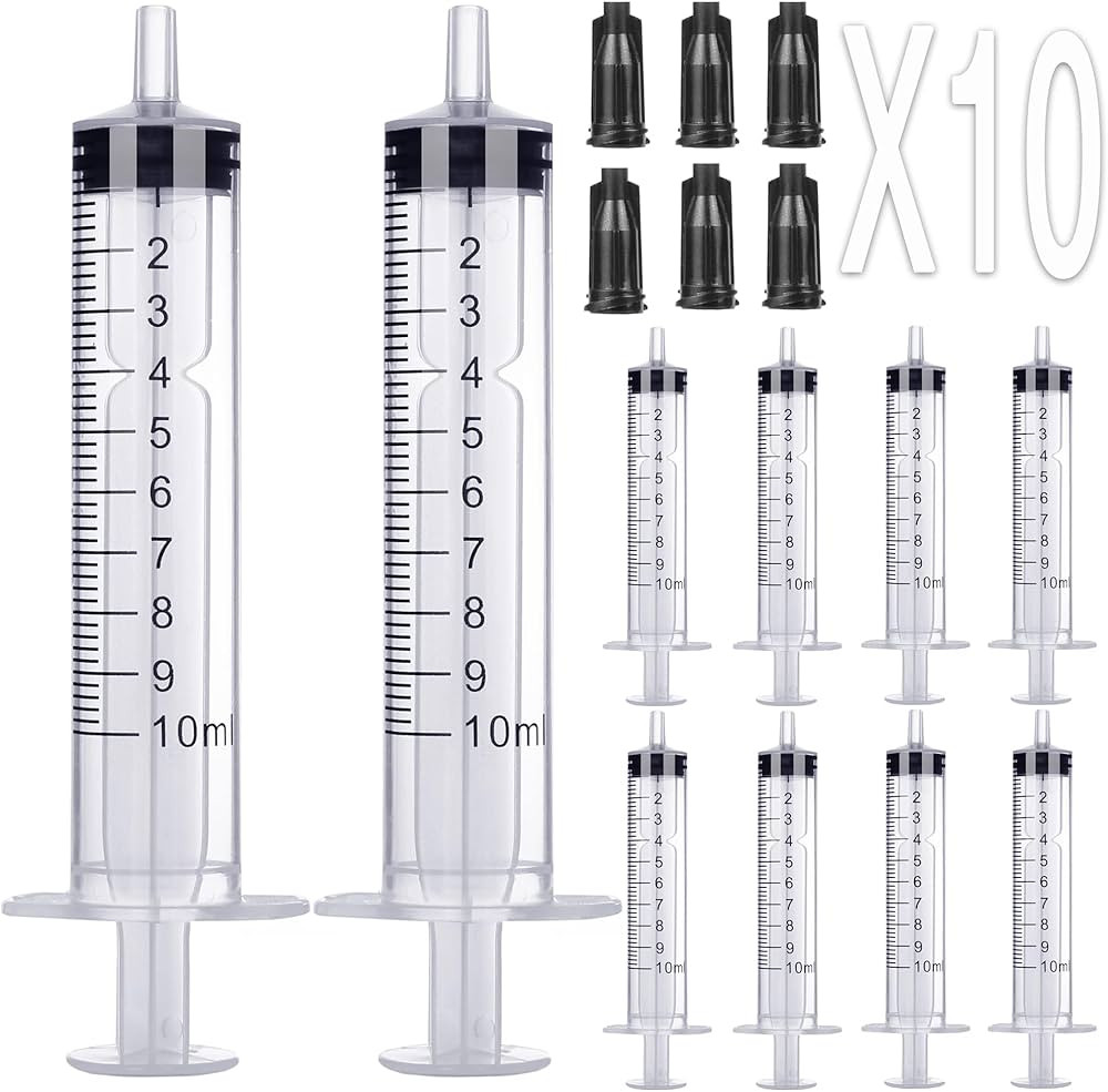 10ml Syringe Without Needle - 10 ml Small Plastic Syringes Sterile Individually Packed with Cap f... | Amazon (US)