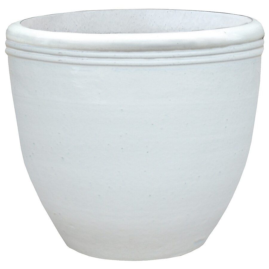 allen + roth Medium (8-25-Quart) 11.02-in W x 10.23-in H White Ceramic Planter with Drainage Hole... | Lowe's
