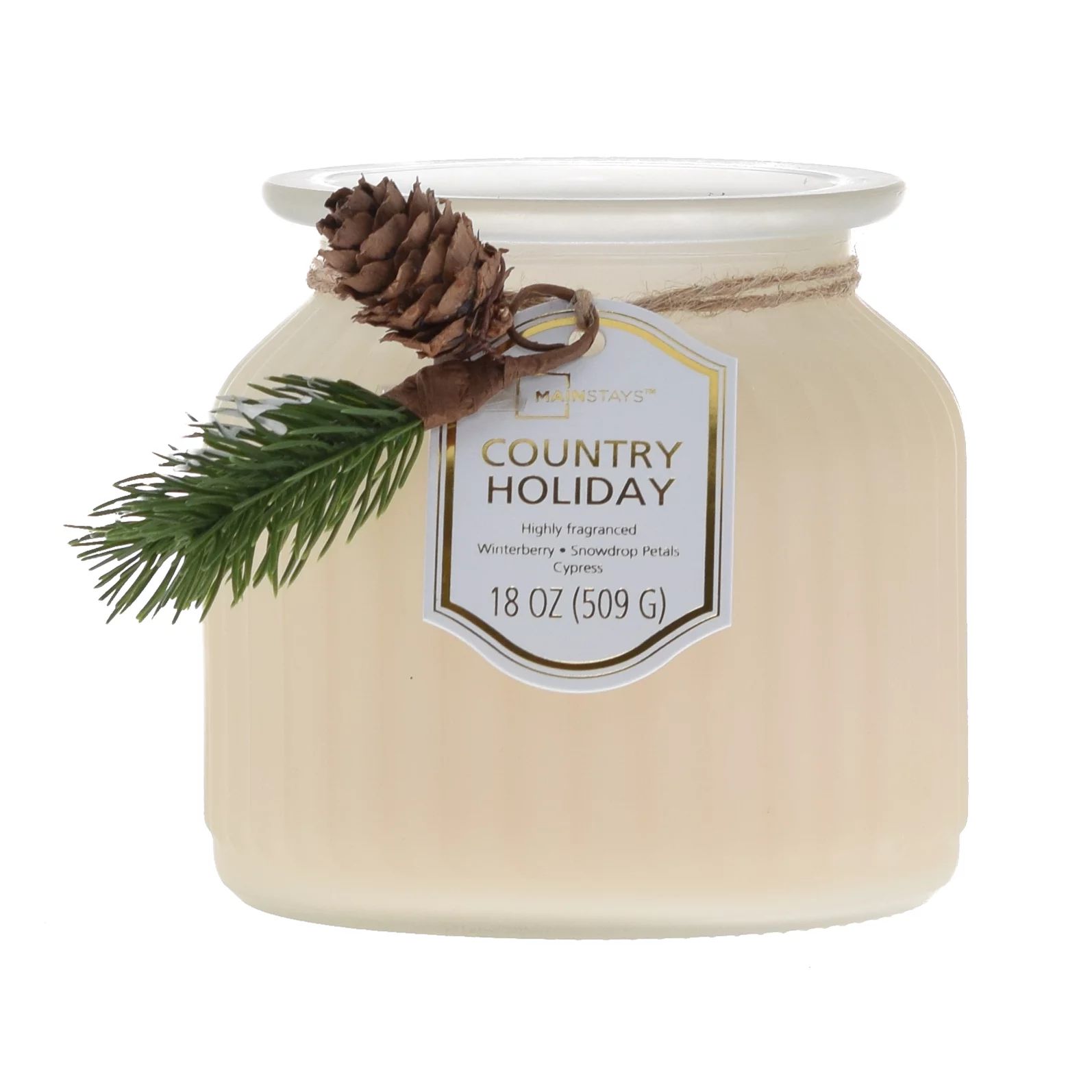 Mainstays Country Holiday Scented 2-Wick Ribbed Ivory Pagoda Jar 17.5oz with pick - Walmart.com | Walmart (US)