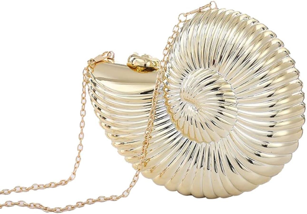 Gold Evening Purses and Clutches for Women Seashell Crossbody Shiny Bag Chain | Amazon (US)