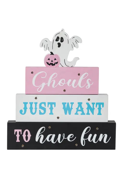 Glitzhome Halloween Lighted Pink Wooden Ghost Block Word Sign at Nordstrom, Size Medium | Nordstrom