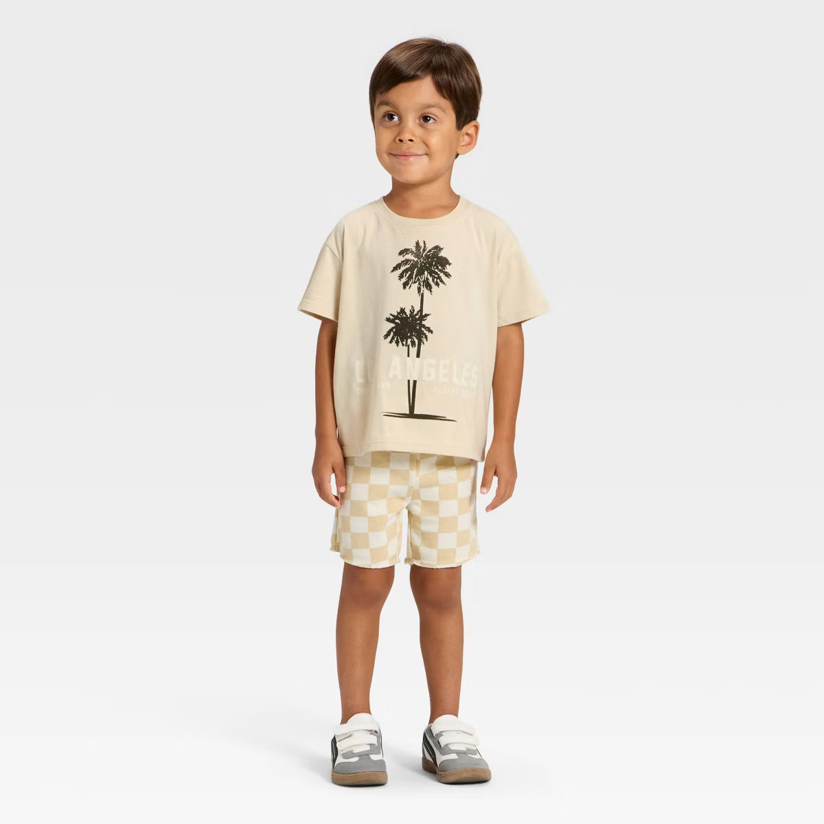 Grayson Mini Toddler Boys' French Terry Shorts and T-Shirt Set - Beige 4T | Target