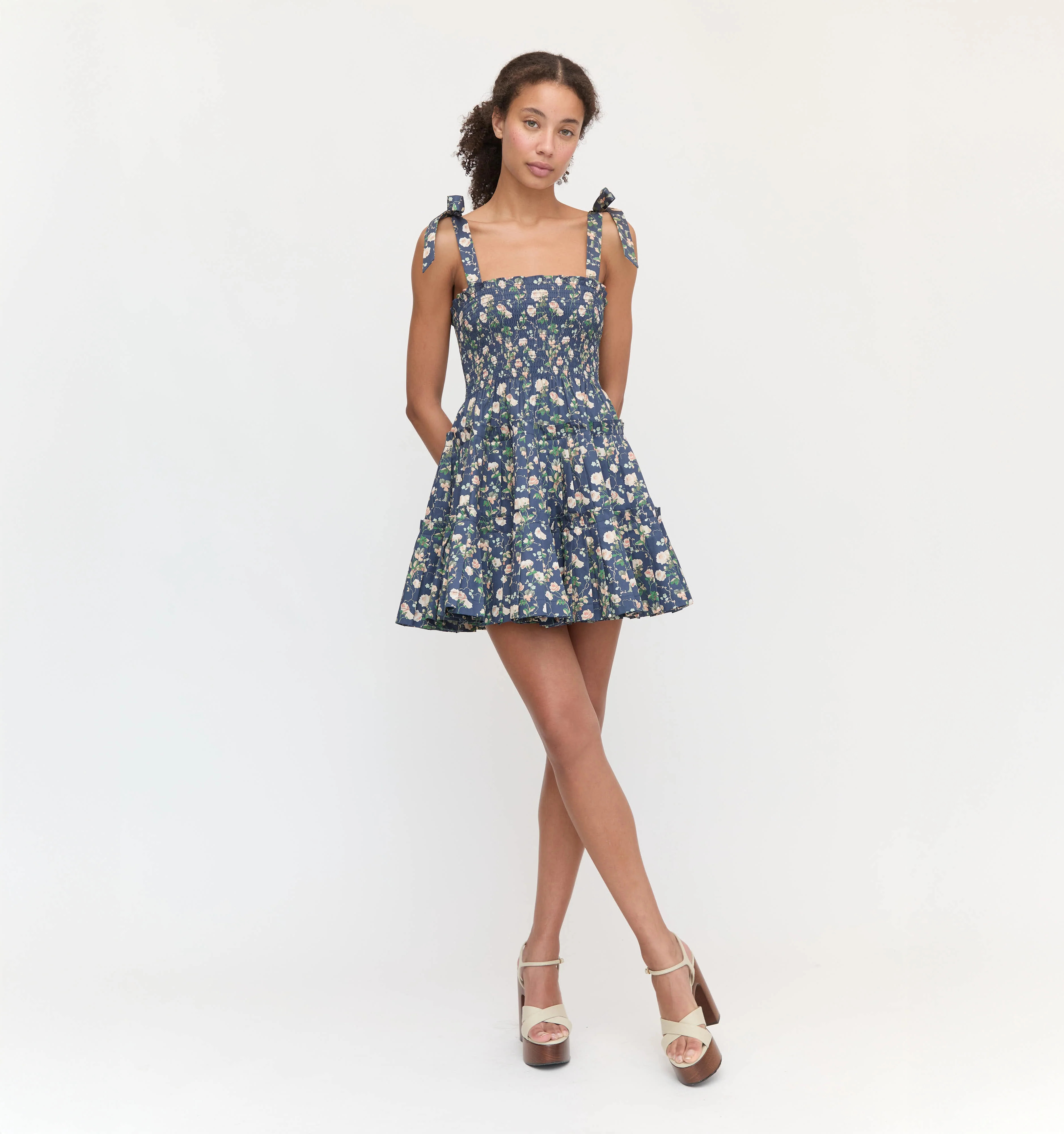 The Ribbon Charlotte Nap Dress - Navy Bluebonnet | Hill House Home US