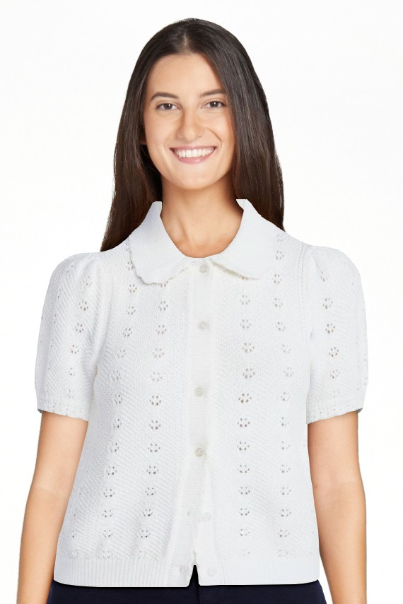 Free Assembly Women's and Women's Plus Cotton Pointelle Cardigan Sweater with Short Sleeves, Ligh... | Walmart (US)