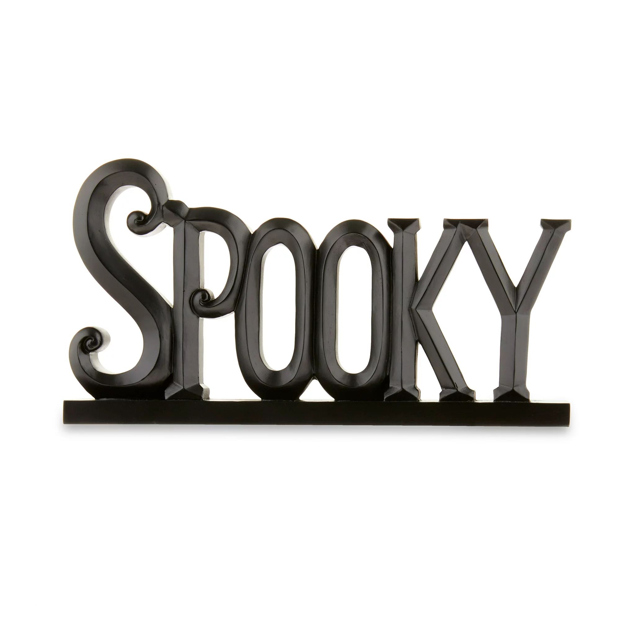 Halloween Black Resin Spooky Tabletop Message Decoration, 8.75 in x 1.38 in x 4.63 in, by Way To ... | Walmart (US)
