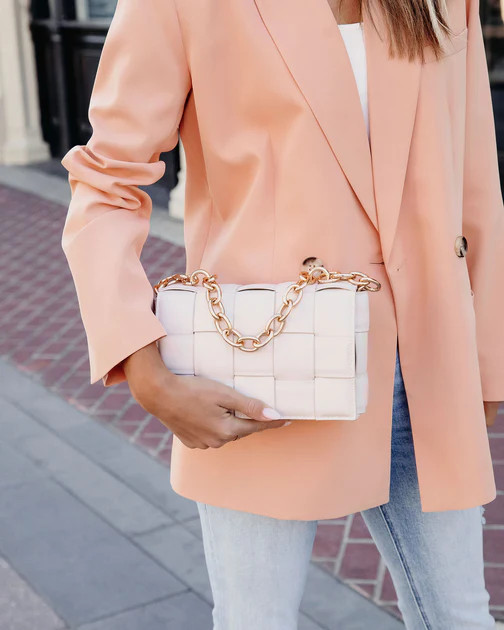 Desire Padded Woven Chain Handbag - Oat | VICI