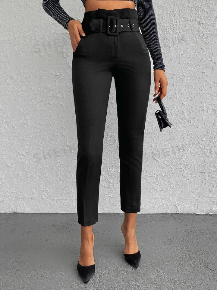 Pantaloni suit vita alta con cintura potati | SHEIN
