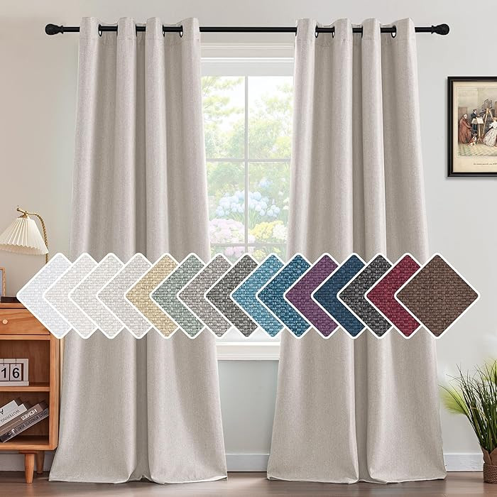 H.VERSAILTEX Linen Blackout Curtain 108 Inches Long for Bedroom/Living Room Thermal Insulated Gro... | Amazon (US)