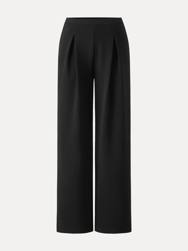 Wrinkle-Resistant Mid Rise Wide Leg Pleated Pants with Pockets | OGLmove