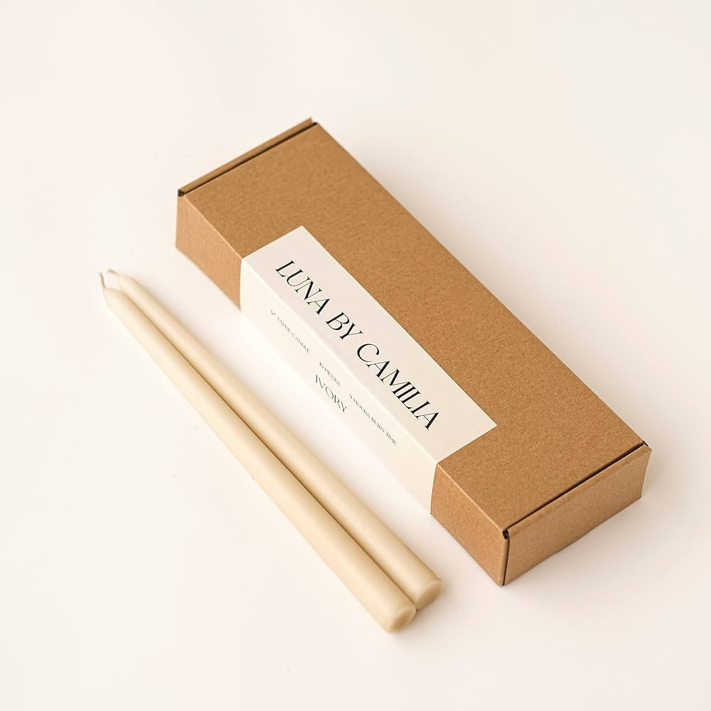 10 Pieces Luna By Camilia 12 Inch Taper Candles, Wedding & Events Taper Candles… (Ivory) | Amazon (US)