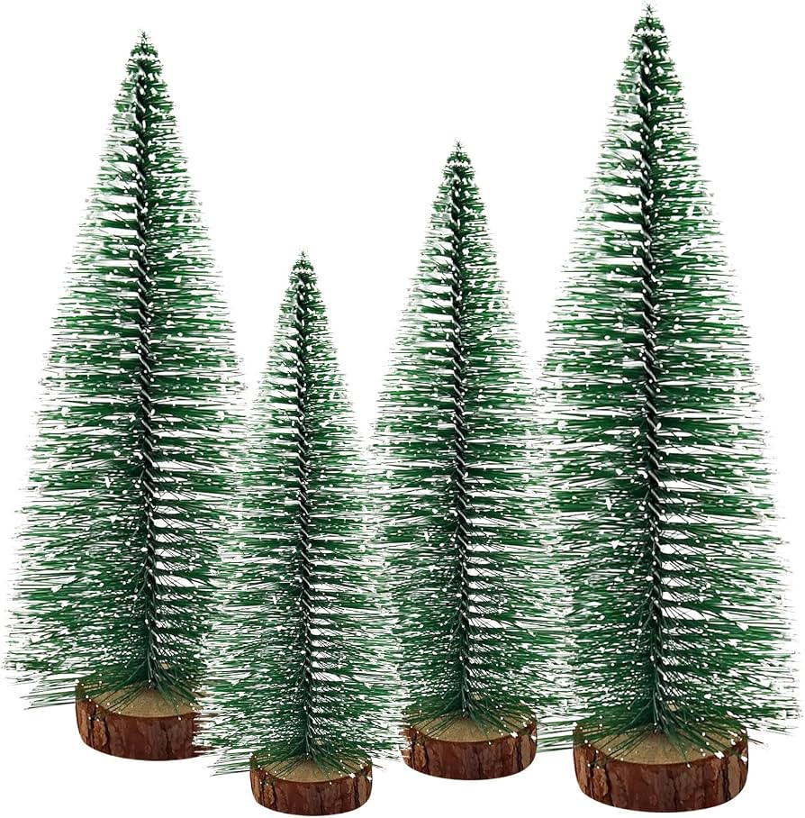 4PCS Artificial Mini Christmas Trees, Small Christmas Tree, Miniature Pine Christmas Tree with Wo... | Amazon (UK)