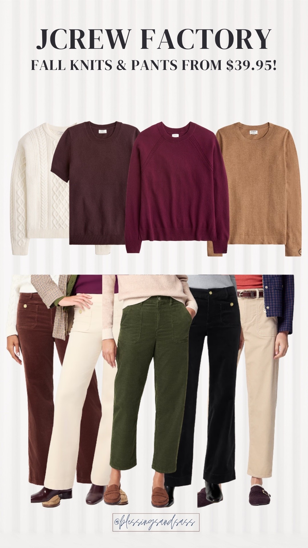 Fall knits and pants from J.Crew Factory starting at $39.95! 🤎 Love the mix of cream, camel, burgundy and olive. Pair a cozy sweater with corduroy pants and loafers for an easy fall look, or add a blazer to dress it up for the office!

J.Crew Factory fall finds, cable knit sweater, short sleeve sweater, burgundy sweater, camel sweater, corduroy pants, cropped pants, olive pants, fall work outfits, casual fall outfit ideas

#LTKSeasonal #LTKStyleTip #LTKootd