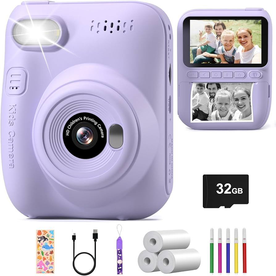 Kid Camera Instant Print, Birthday Gifts for Girls and Boys, Kids Digital Camera Toys, 1080P HD V... | Amazon (US)
