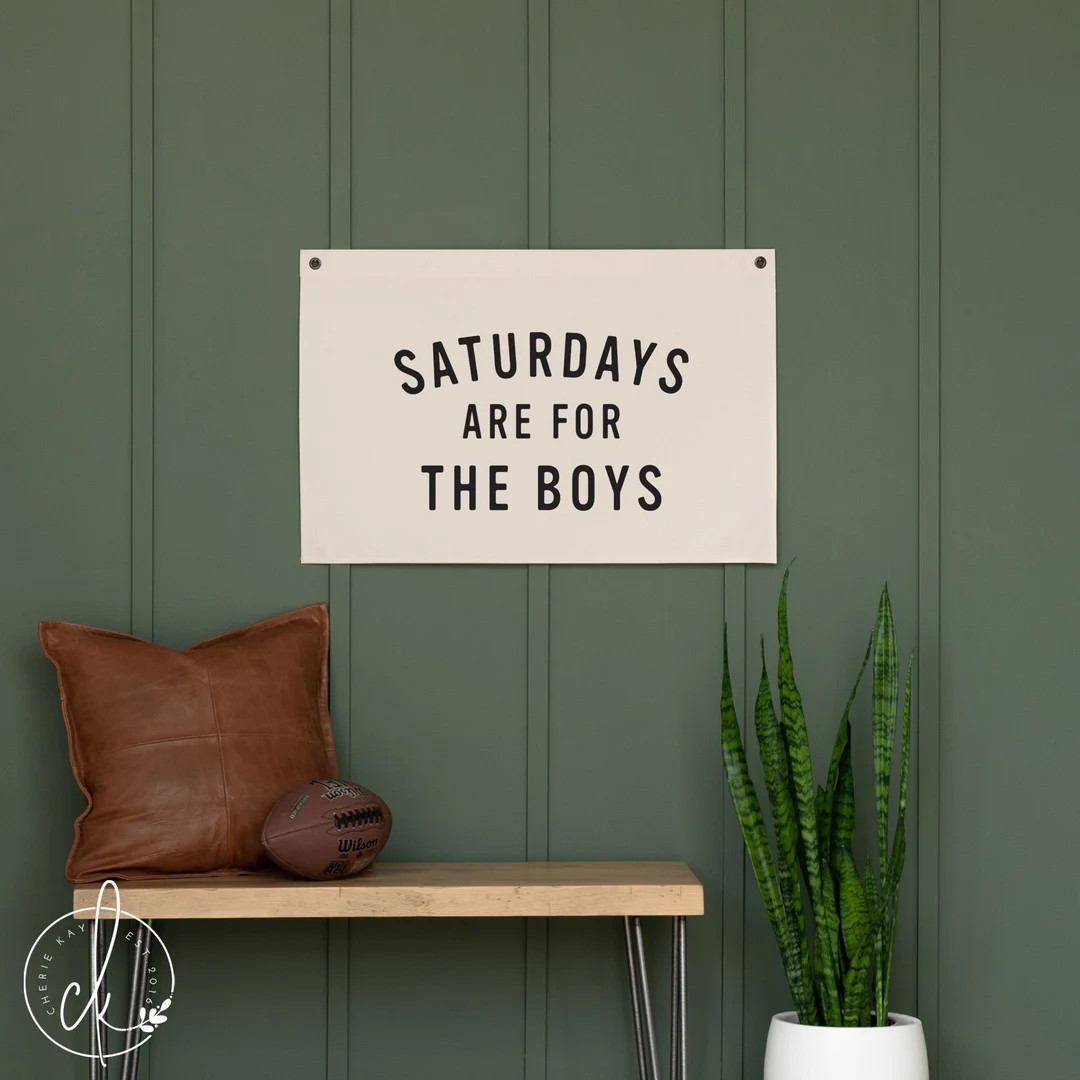 Saturdays Are for the Boys Canvas Flag Boy Room Wall Decor - Etsy | Etsy (US)