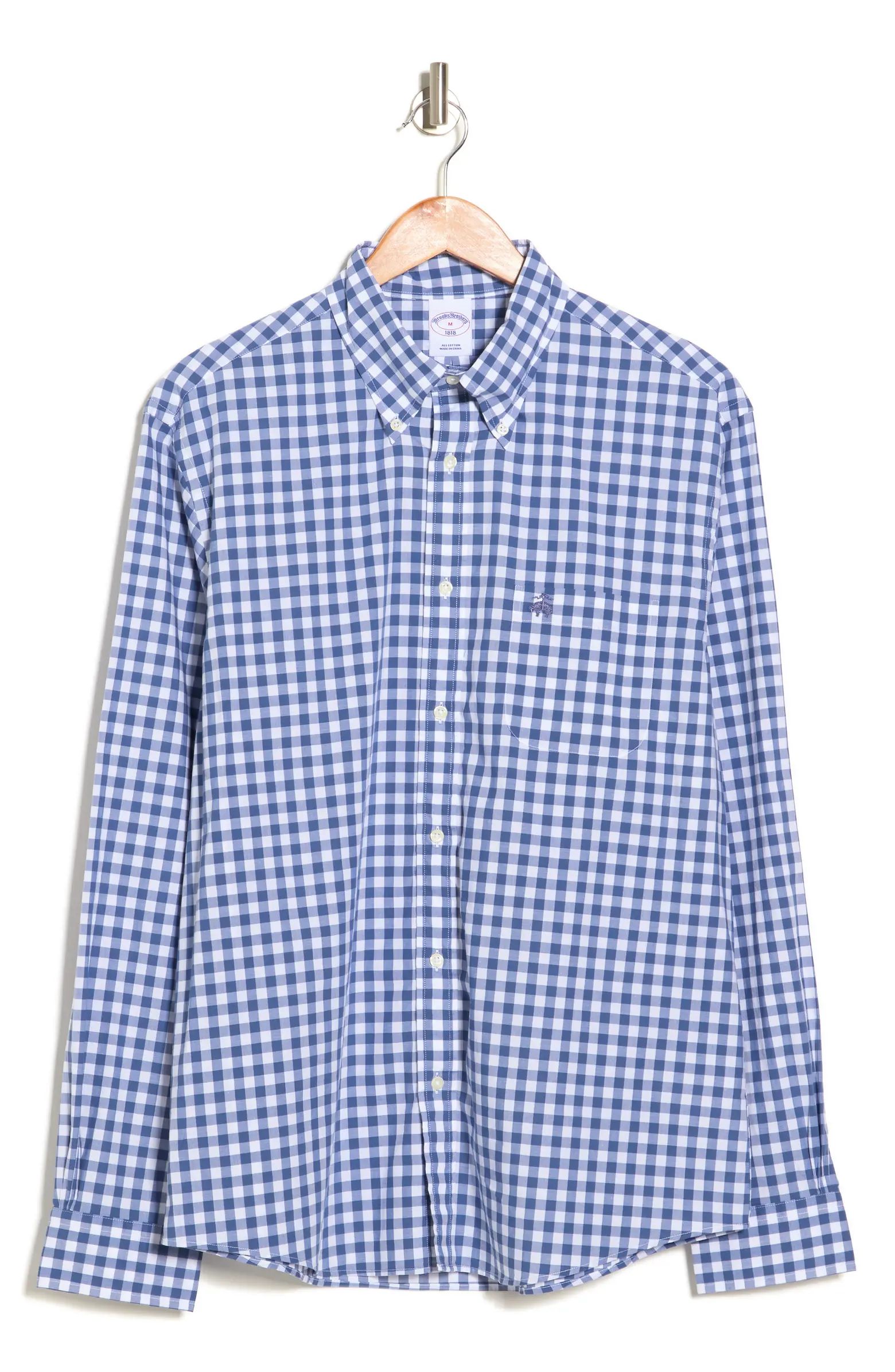 Sport Fit Plaid Long Sleeve Yarn Dye Cotton Button-Down Shirt | Nordstrom Rack