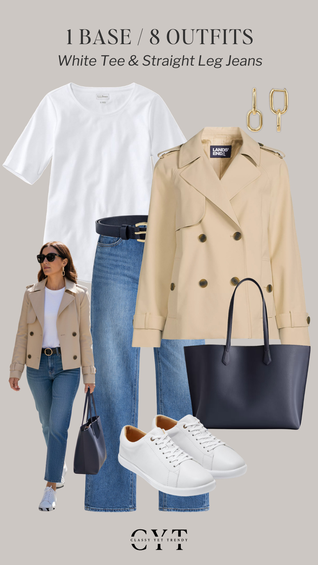 1 Base, 8 Outfits 🎉 8 ways to wear two classic and timeless wardrobe staples: a white tee and straight leg jeans ✔️ Mix and match layers, shoes and accessories to create different looks. 
All clothes, shoes and accessories are in the Smart Elevated Casual Spring 2026 Capsule Wardrobe 🌸

how to style, outfit ideas, elevated outfit, wardrobe essentials, cardigan, jacket, captains blazer, casual sneakers, ballet flats, loafers

#outfitideas #outfitinspiration #capsulewardrobe #everydaystyle #smartcasualstyle

 

 #LTKootd #LTKmomlife #LTKWorkwear