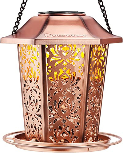 Solar Bird Feeders for Outdoors Hanging - Premium Grade Metal Bird Feeder, Chew-Proof, Weather and Water Resistant Wild Bird feeders, Outside and Garden Decoration-New | Amazon (US)