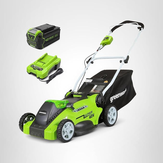 Greenworks 40V 16" Cordless Lawn Mower, Lightweight Electric Push Mower with 4.0Ah Battery & Char... | Amazon (US)
