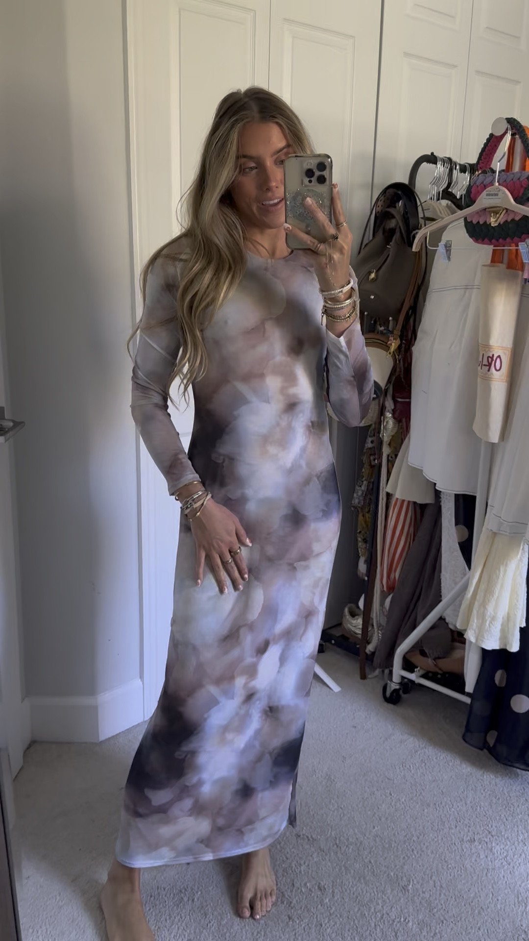 Jamie Watercolor Bodycon Maxi Dress in size XS!  @bohme my code is 20SLOANEV! Details: Round Neckline, Watercolor Printed Mesh Shell, Long Sleeves, Lined, Except for Sleeves, Stretchy Material, Self: 95% Polyester, 5% Spandex, Lining: 100% Polyester, Hand Wash Cold, Hang Dry

#bohme #bohmehaul #haul #tryonhaul #tryon #tryonwithme #shoppinghaul #dresseshaul #dresseshaultryon #dresstok #maxidress #dresses #dressshopping #dressstyle #bohmeclothes

#LTKSaleAlert #LTKFindsUnder100 #LTKWedding