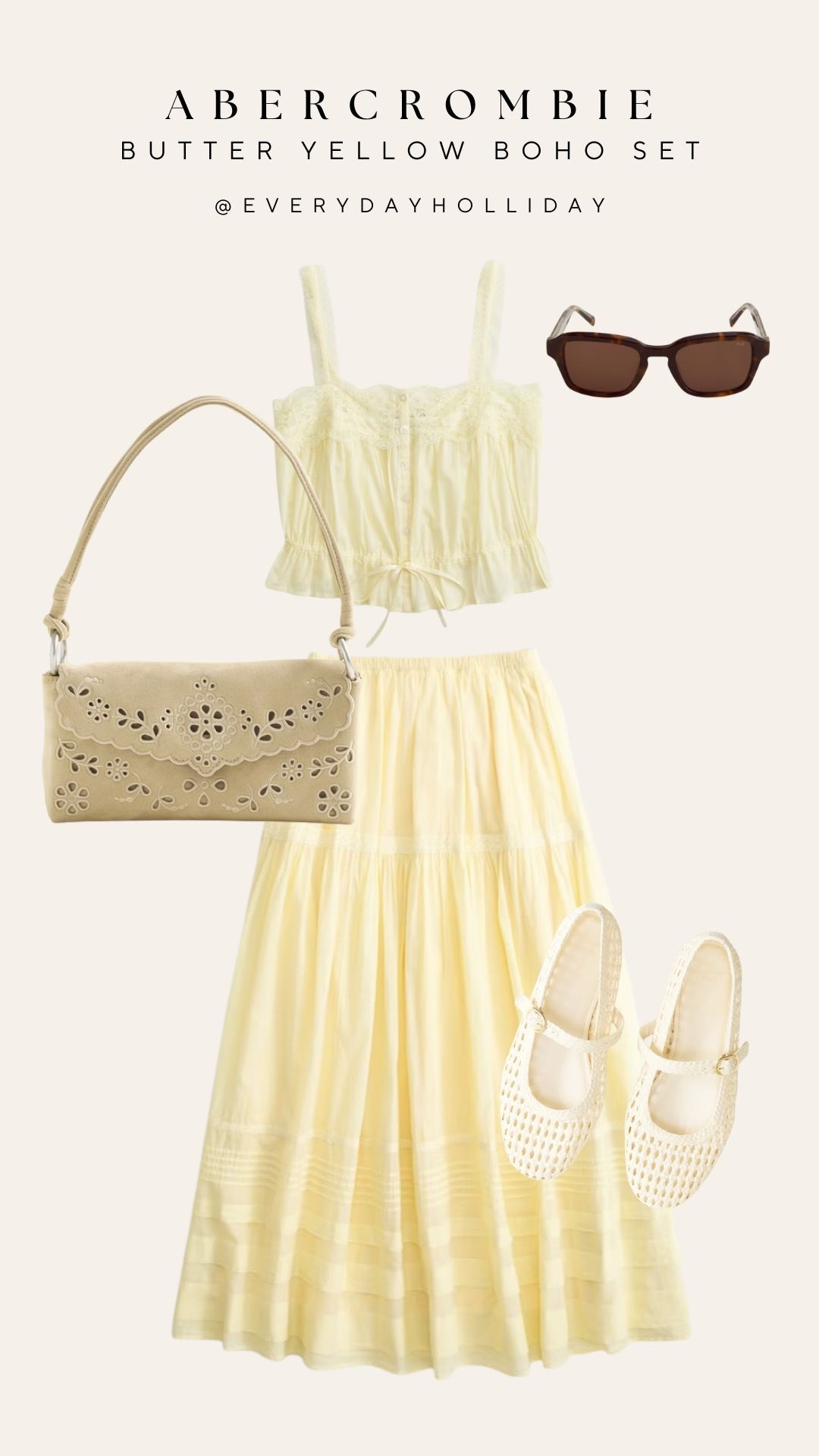 Butter yellow boho energy and Abercrombie is delivering ✨ This lace cami and maxi skirt set is giving the most effortless feminine summer look — styled with a suede eyelet bag and woven mary janes for the full moment. Both pieces are bestsellers so don’t sleep on your size. Would you wear this set together or mix and match the pieces?​​​​​​​​​​​​​​​​

#LTKgrwm #LTKBeauty #LTKootd