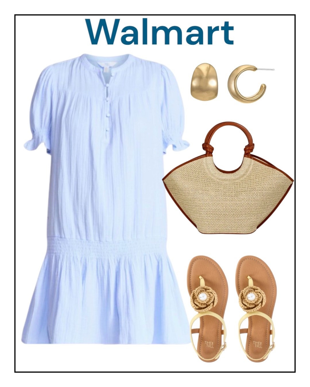 Blue new Walmart dress. Cute ratan handbag and cute sandals. 
#walmartoutfit
#sandals
.#dress