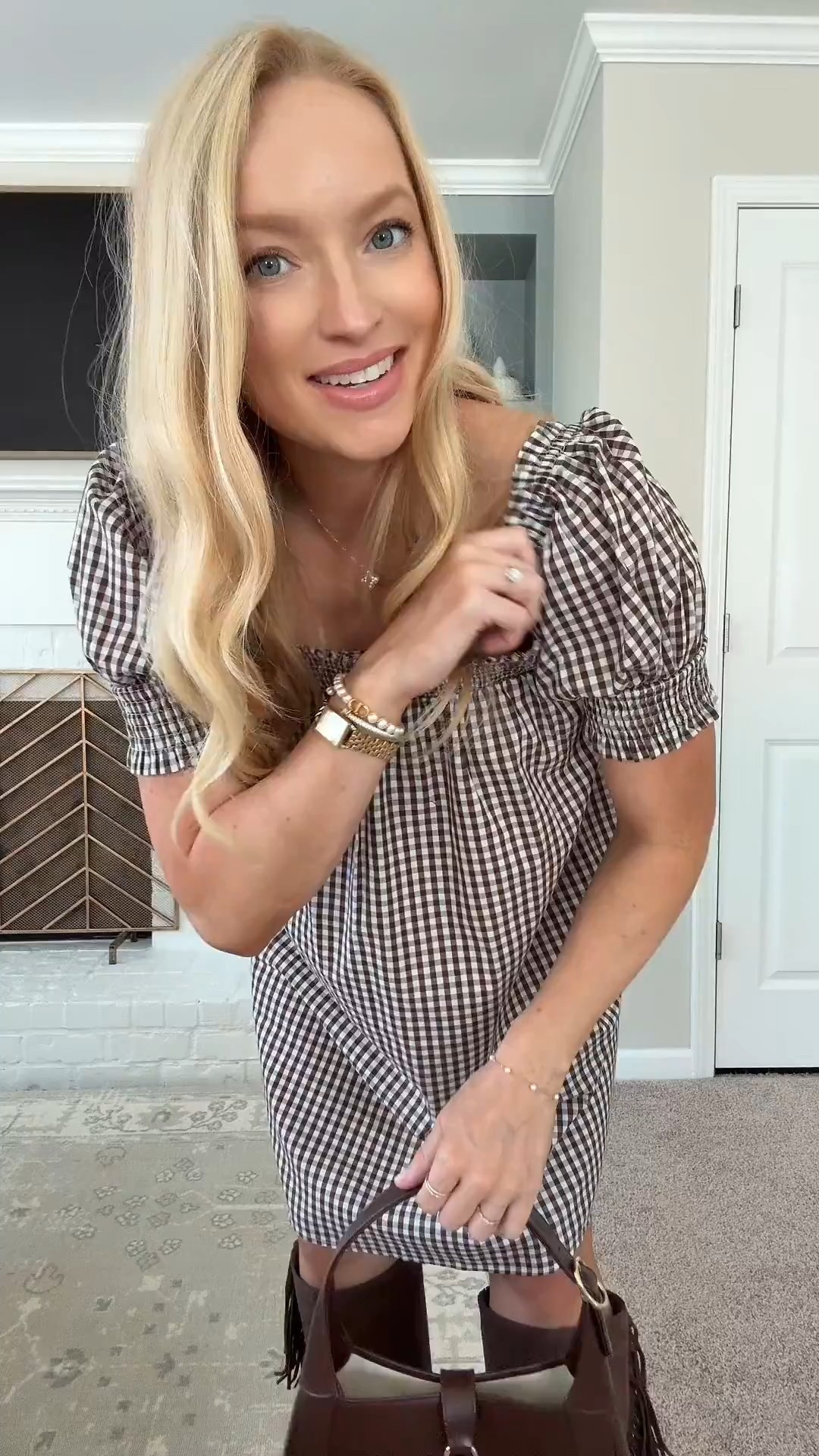 Gingham mini dress on sale under $50! Wearing a size small with the bump

#LTKBump #LTKSeasonal #LTKSaleAlert