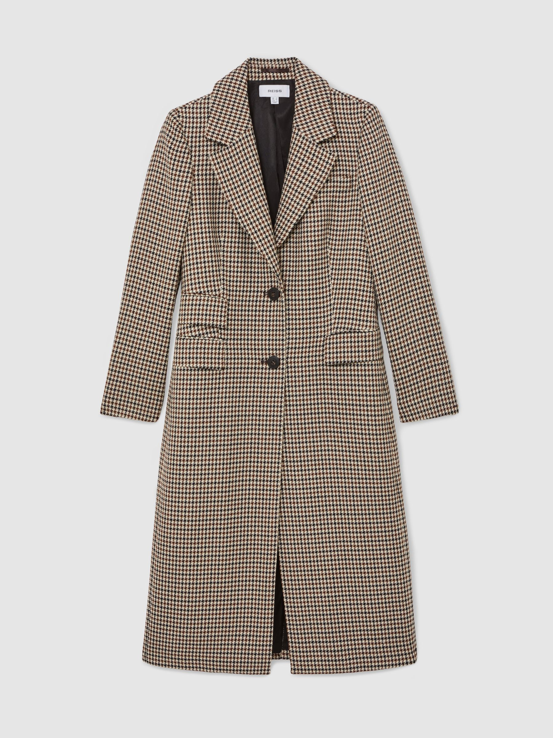 Reiss Wool-Blend Check Single-Breasted Coat in Neutral Check | REISS | Reiss DE