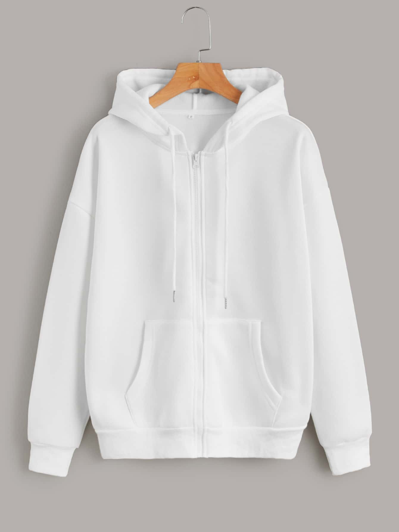 SHEIN Essnce Solid Zip Up Drawstring Thermal Lined Hoodie | SHEIN