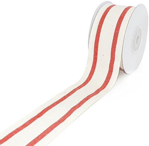 CT CRAFT LLC Natural Cotton Ribbon with Stripe 1-1/2 inch (38mm) x 10 Yards. Natural Ribbon Decor... | Amazon (US)