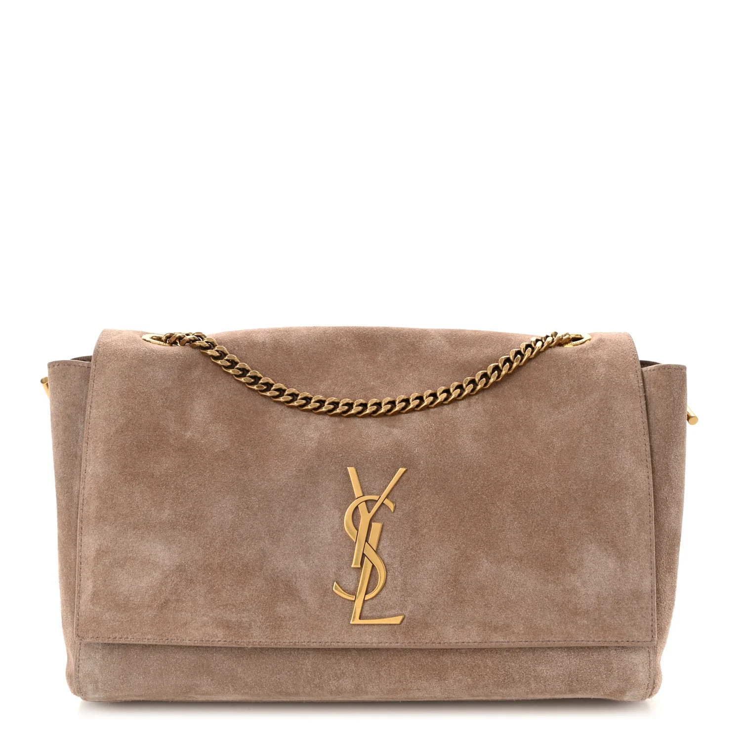 Saint Laurent Smooth Calfskin Suede Medium Reversible Monogram Kate Satchel Taupe 1743392 | FASHIONPHILE (US)