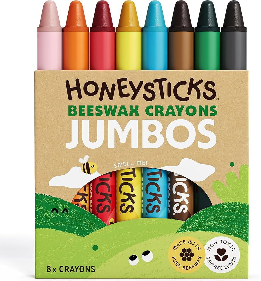 Honeysticks Jumbo Crayons (8 Pack) - Non Toxic Crayons - 100% Pure Beeswax and Food Grade Colors ... | Amazon (US)